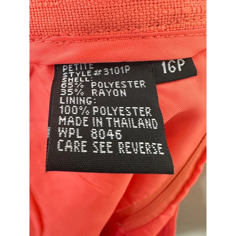 Morgan Taylor Studio Coral Pink Skirt Suit Set Petite 16P Minimalist preppy